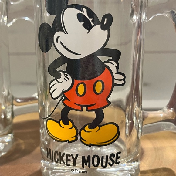✨ Vintage Mid Century Disney Mickey & Minnie Mouse Heavy Glass Beer Mugs Stein ✨ - Picture 10 of 13